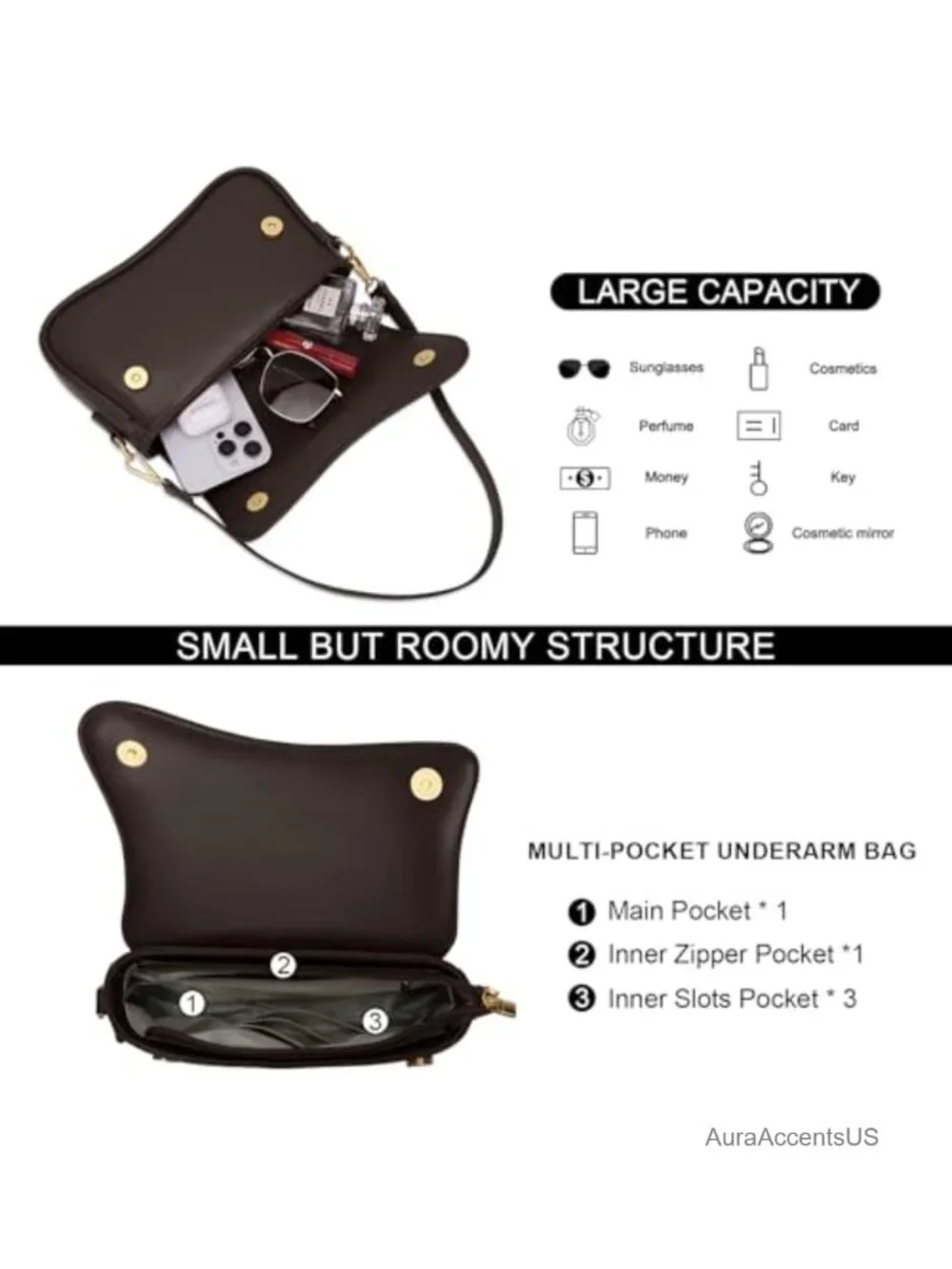 Faux Leather Hobo Shoulder Bag with Removable Chain Crossbody Purse